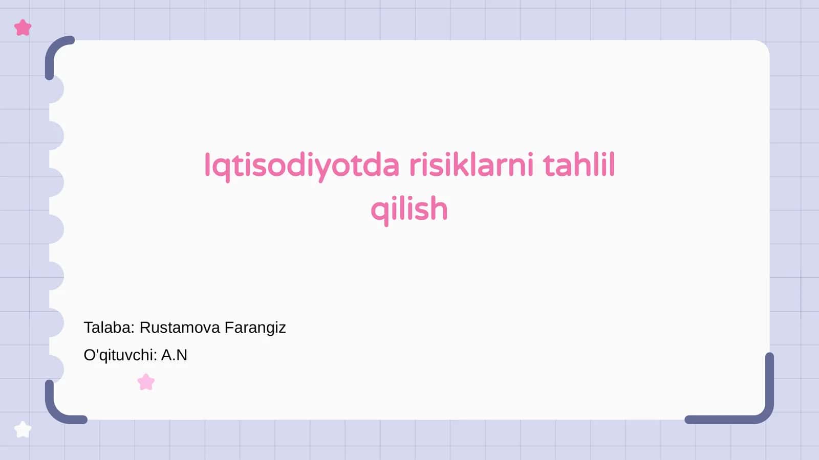 Iqtisodiyotda risiklarni tahlil qilish