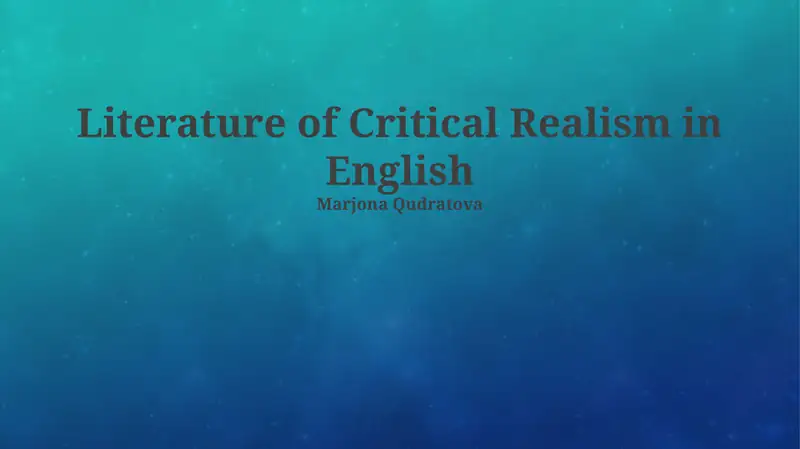 Literature of Critical Realism in English