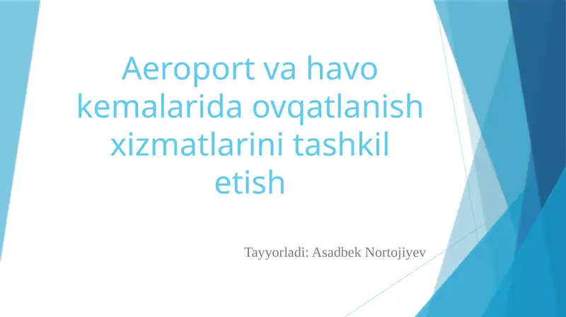 Aeroport va havo kemalari da ovqatlanish xizmatlari