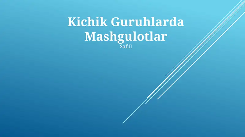 Kichik Guruhlarda Mashgulotlar