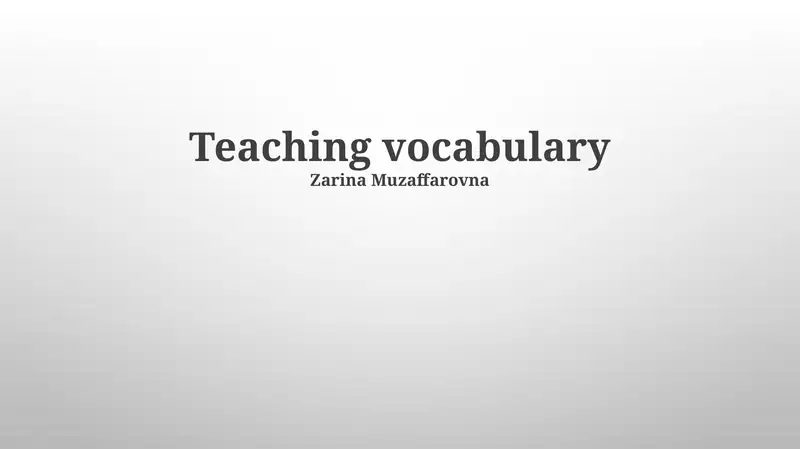 Teaching vocabulary