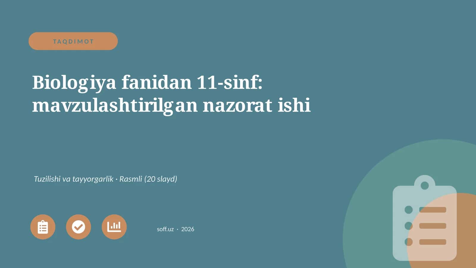 Biologiya fanidan 11-sinf: mavzulashtirilgan nazorat ishi