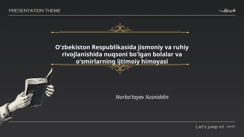 O'zbekiston Respublikasida jismoniy va ruhiy rivojlanishida nuqsoni bo'lgan bolalar va o'smirlarning ijtimoiy himoyasi