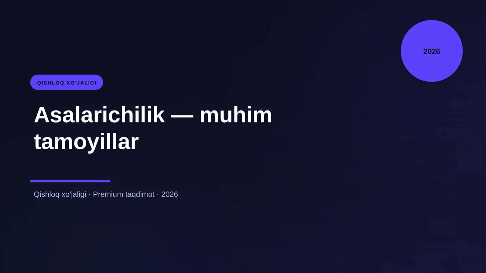 Asalarichilik - muhim tamoyillar