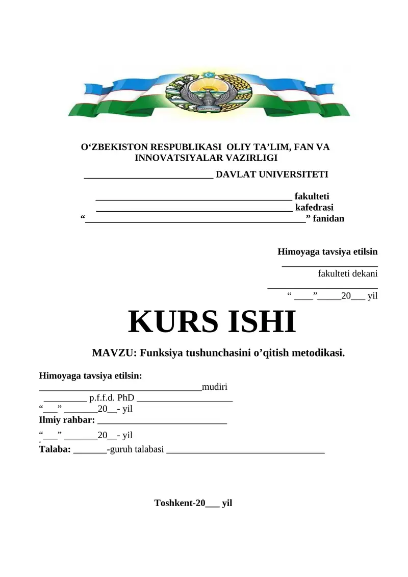 Funksiya tushunchasini o’qitish metodikasi