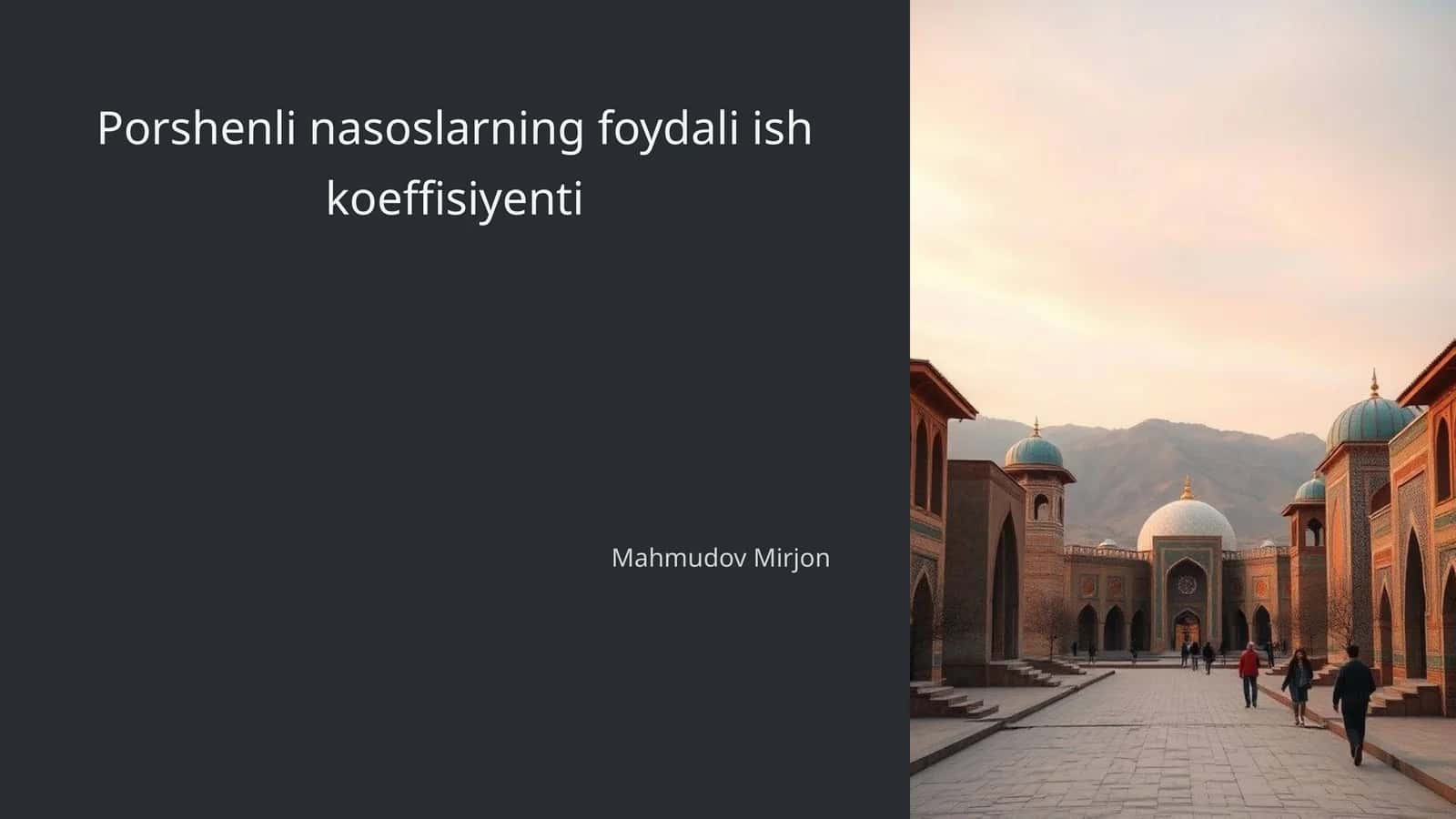 Porshenli nasoslarning foydali ish koeffisiyenti