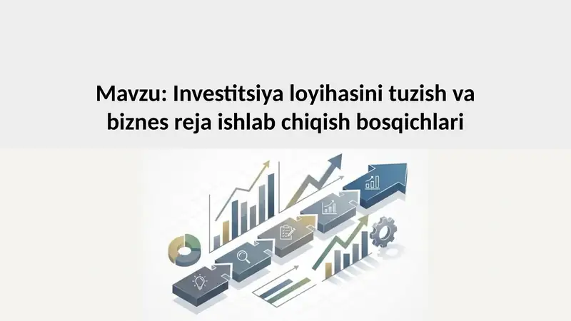 Investitsiya loyihasini tuzish va biznes reja ishlab chiqish bosqichlari
