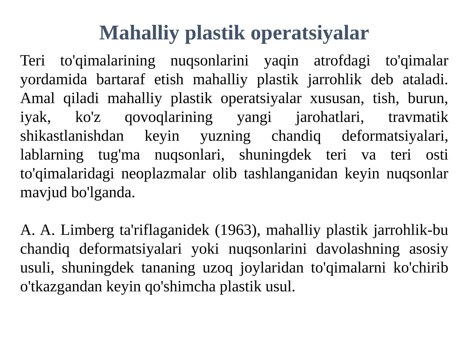 Mahalliy plastik operatsiyalar
