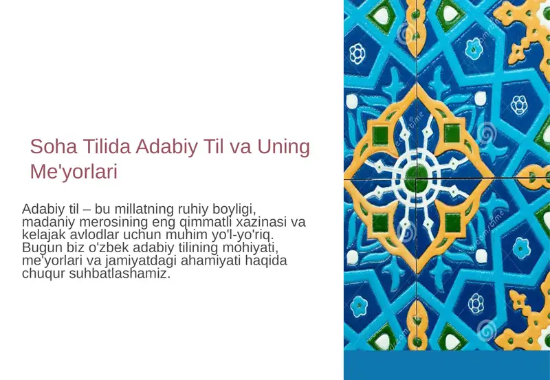 Soha Tilida Adabiy Til va Uning Me'yorlari