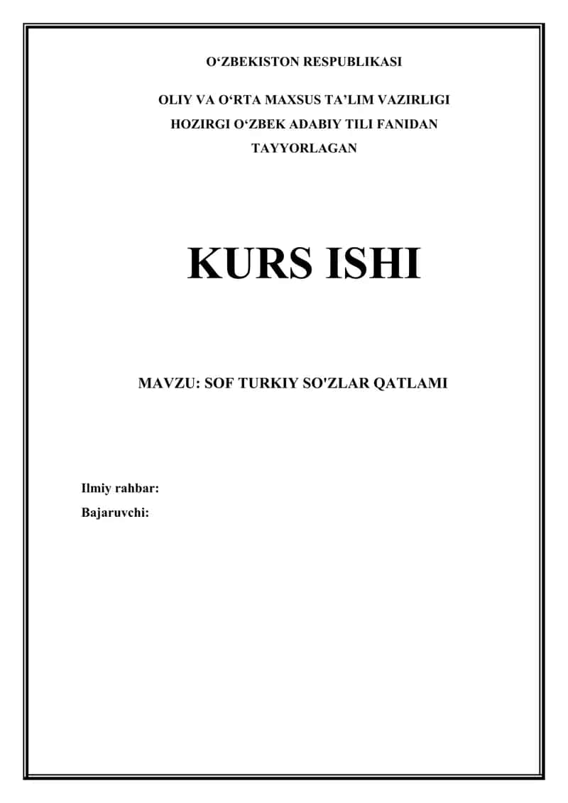 SOF TURKIY SO'ZLAR QATLAMI