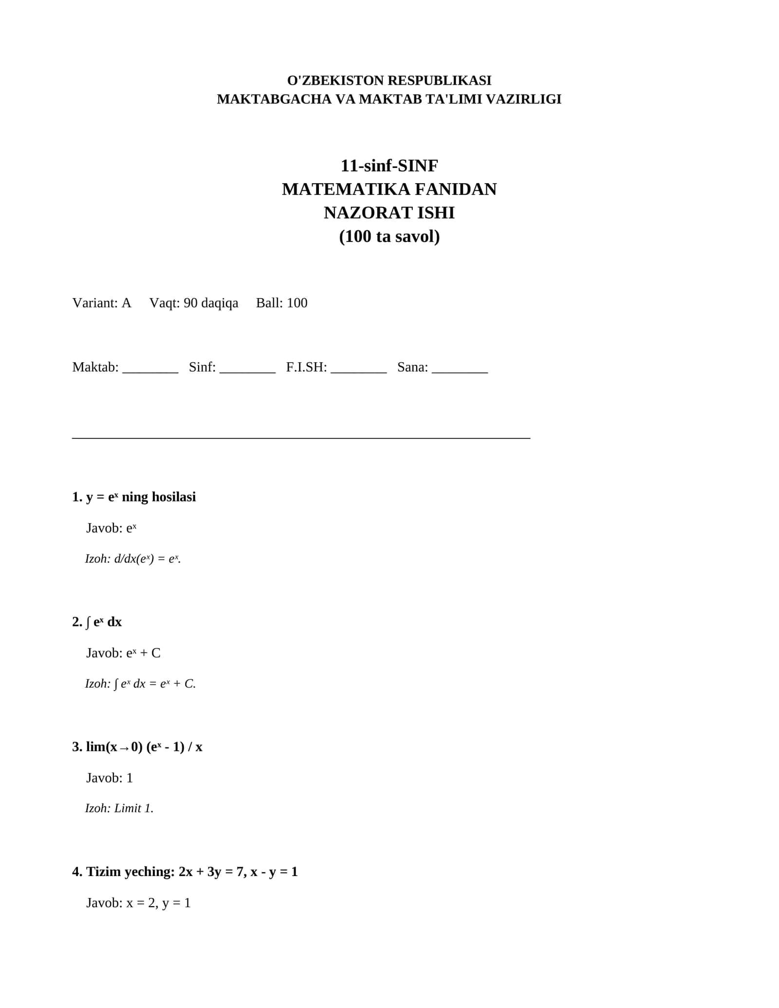 11-sinf-SINF MATEMATIKA FANIDAN NAZORAT ISHI