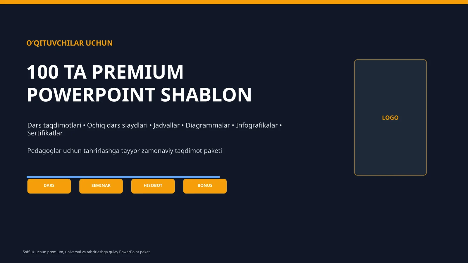 O‘QITUVCHILAR UCHUN 100 TA PREMIUM POWERPOINT SHABLON