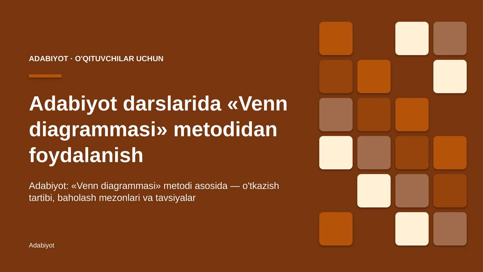 adabiyot darslarida venn diagrammasi metodidan foydalanish 9545