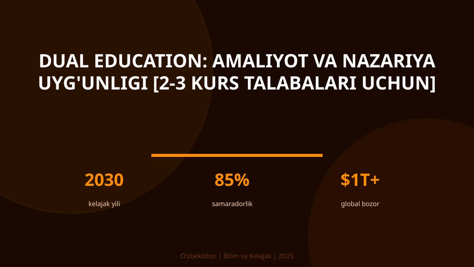 Dual education: amaliyot va nazariya uyg'unligi [2-3 kurs talabalari uchun]
