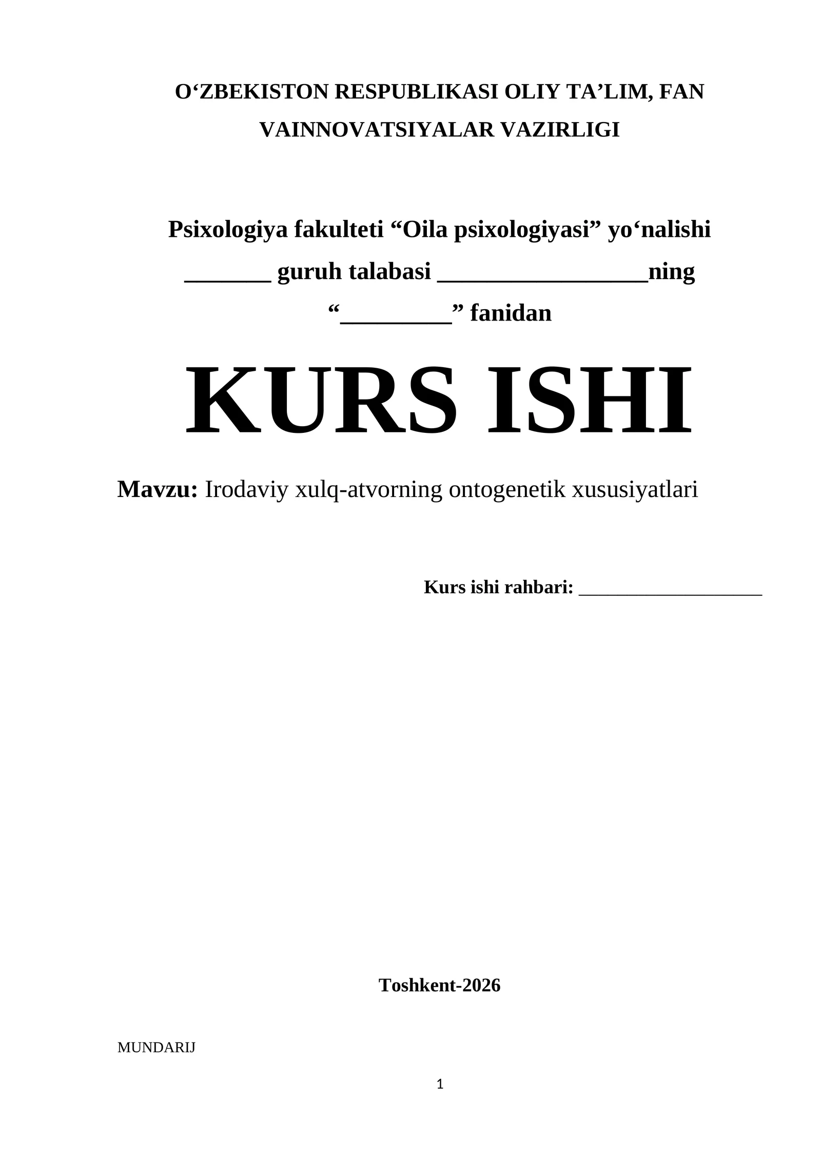 Irodaviy xulq-atvorning ontogenetik xususiyatlari