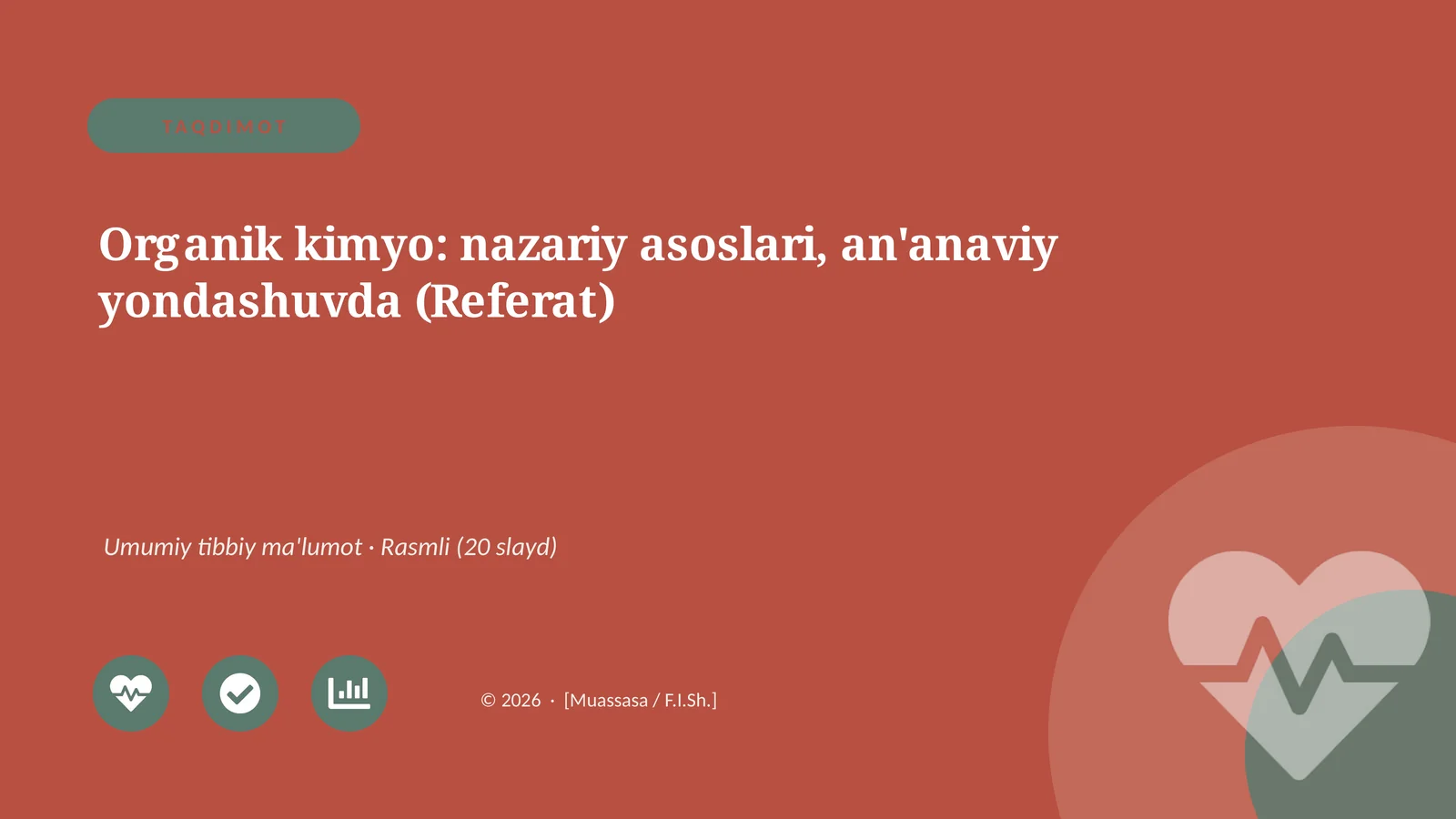 Organik kimyo: nazariy asoslari, an'anaviy yondashuvda (Referat)