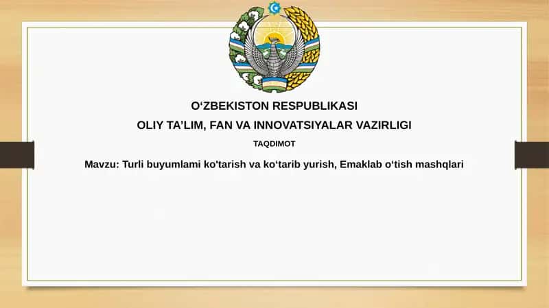 Yuk ko'tarish va tashish texnikasi