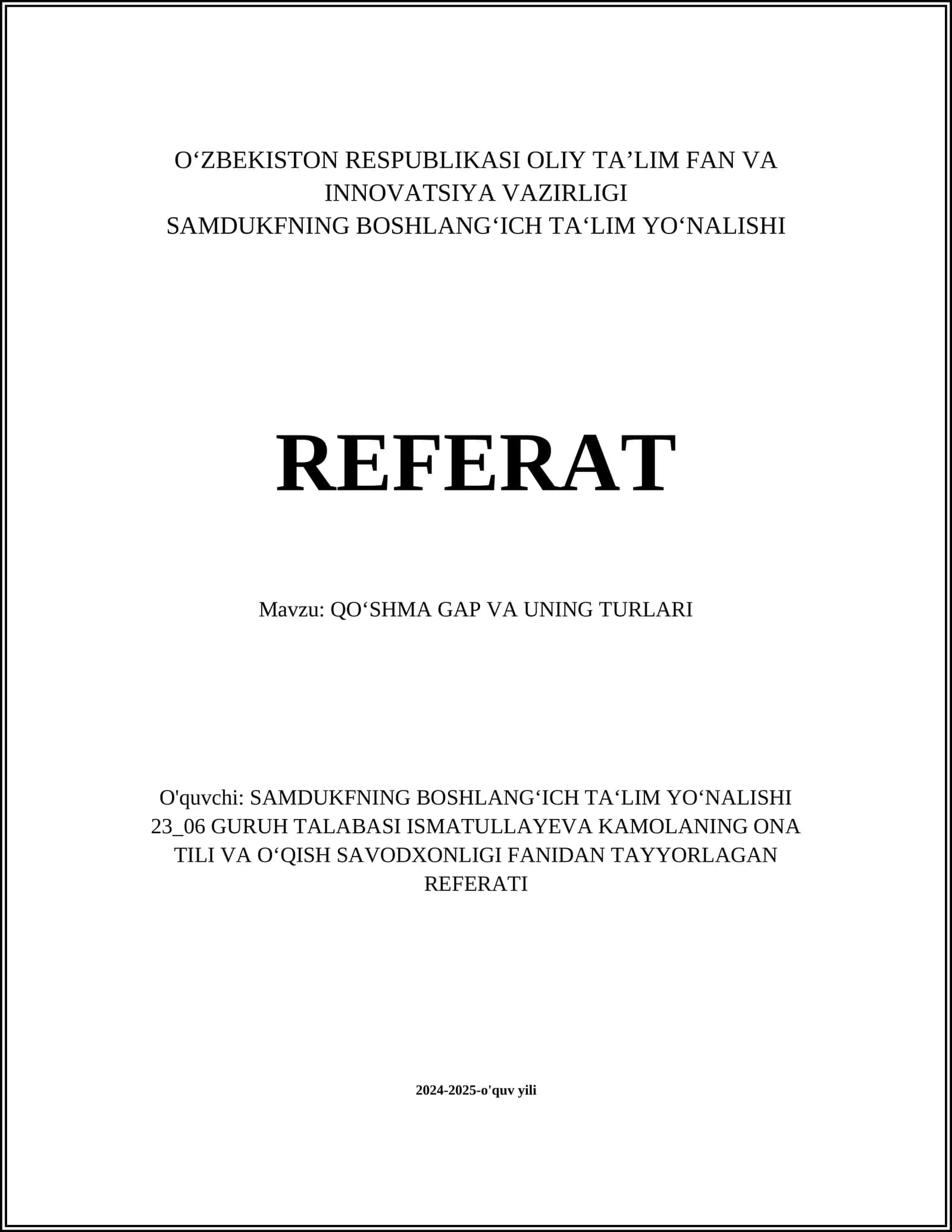Qo‘shma gap va uning turlari