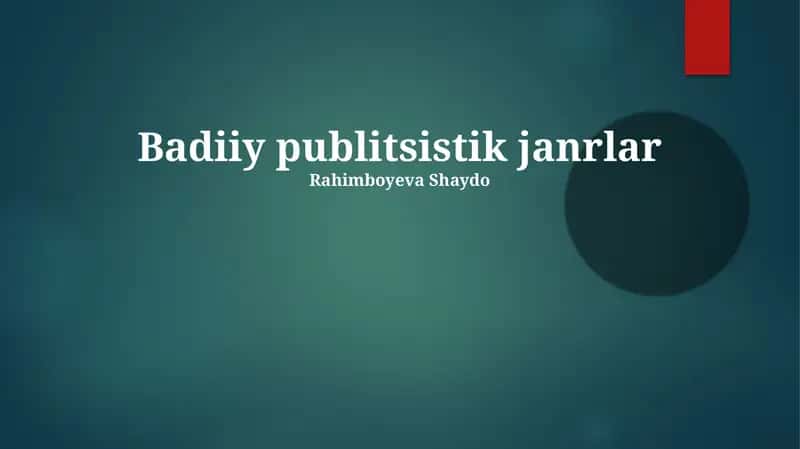 Badiiy publitsistik janrlar