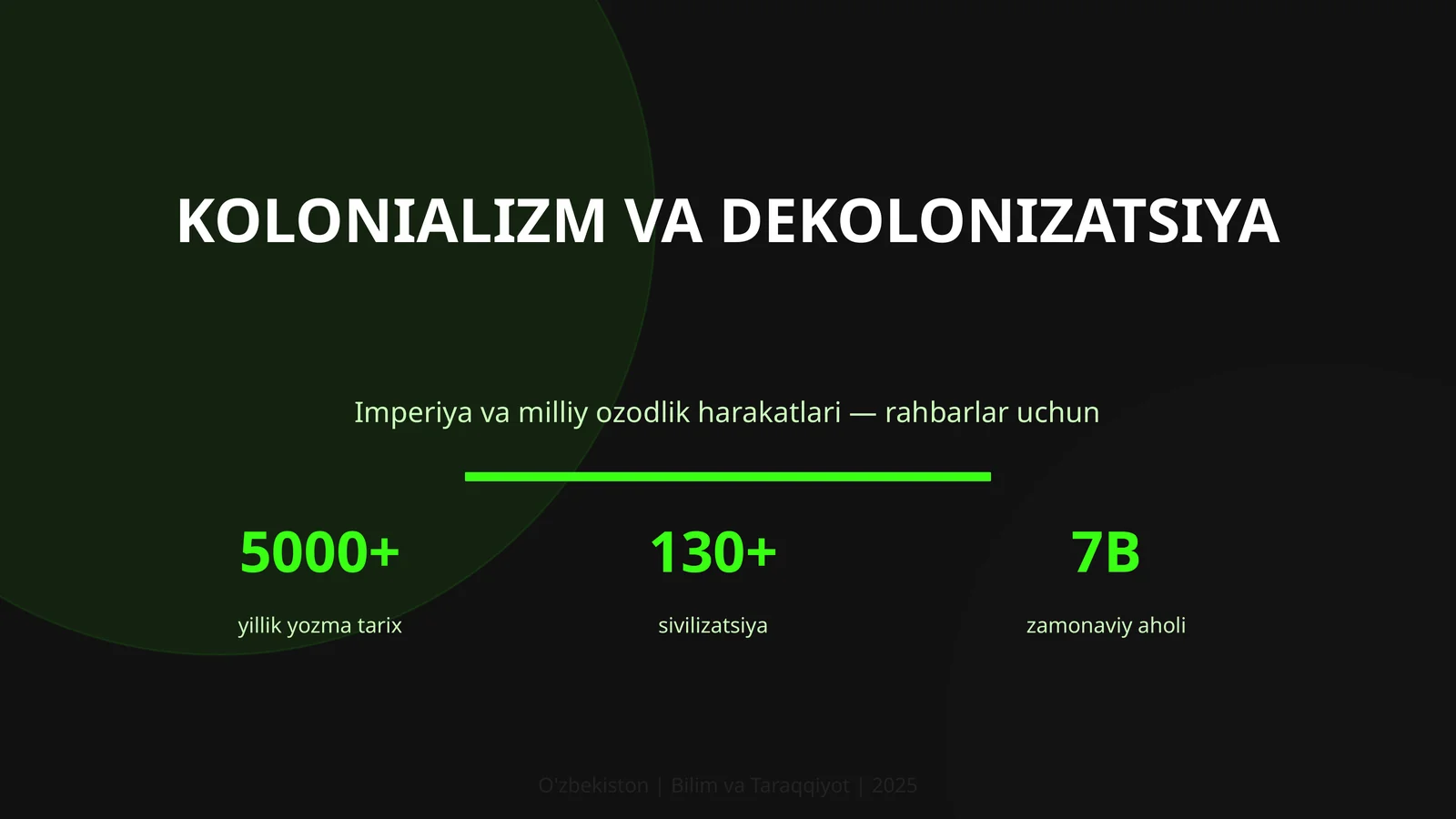 KOLONIALIZM VA DEKOLONIZATSIYA