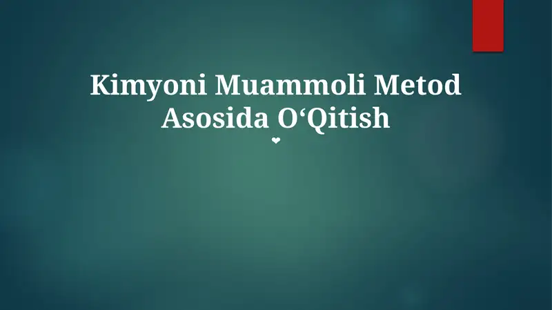 Kimyoni Muammoli Metod Asosida OʻQitish