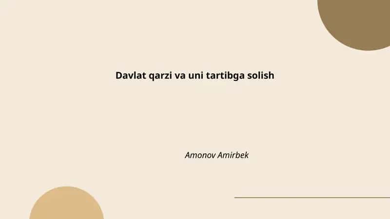 Davlat qarzi va uni tartibga solish