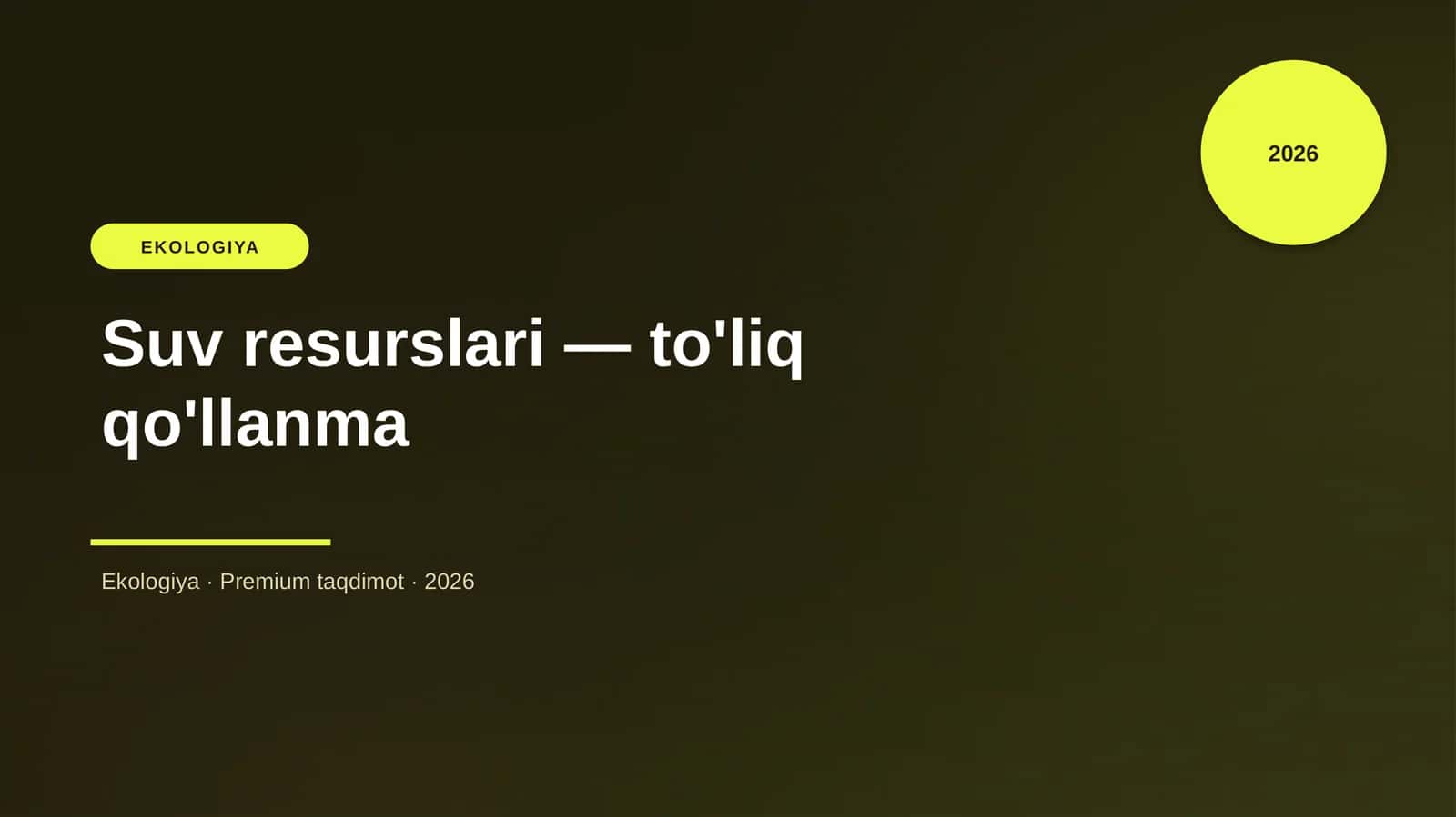 Suv resurslari — to'liq qo'llanma