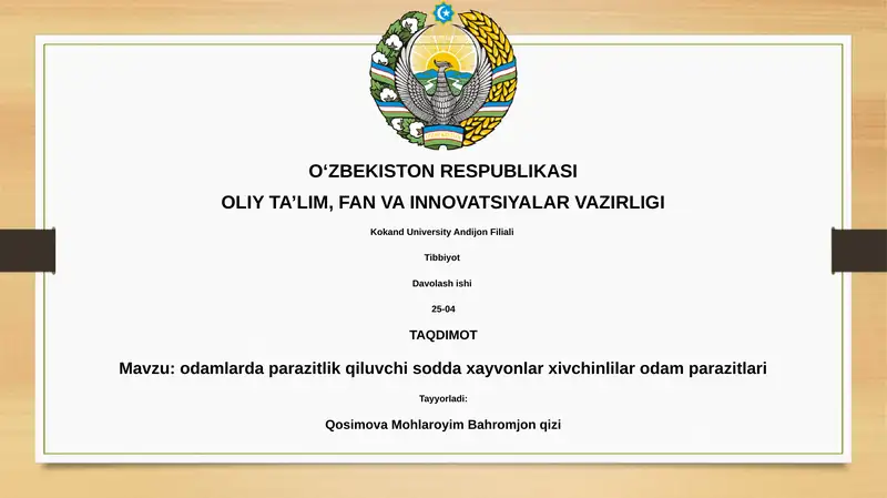 Odamlarda parazitlik qiluvchi sodda xayvonlar xivchinlilar odam parazitlari