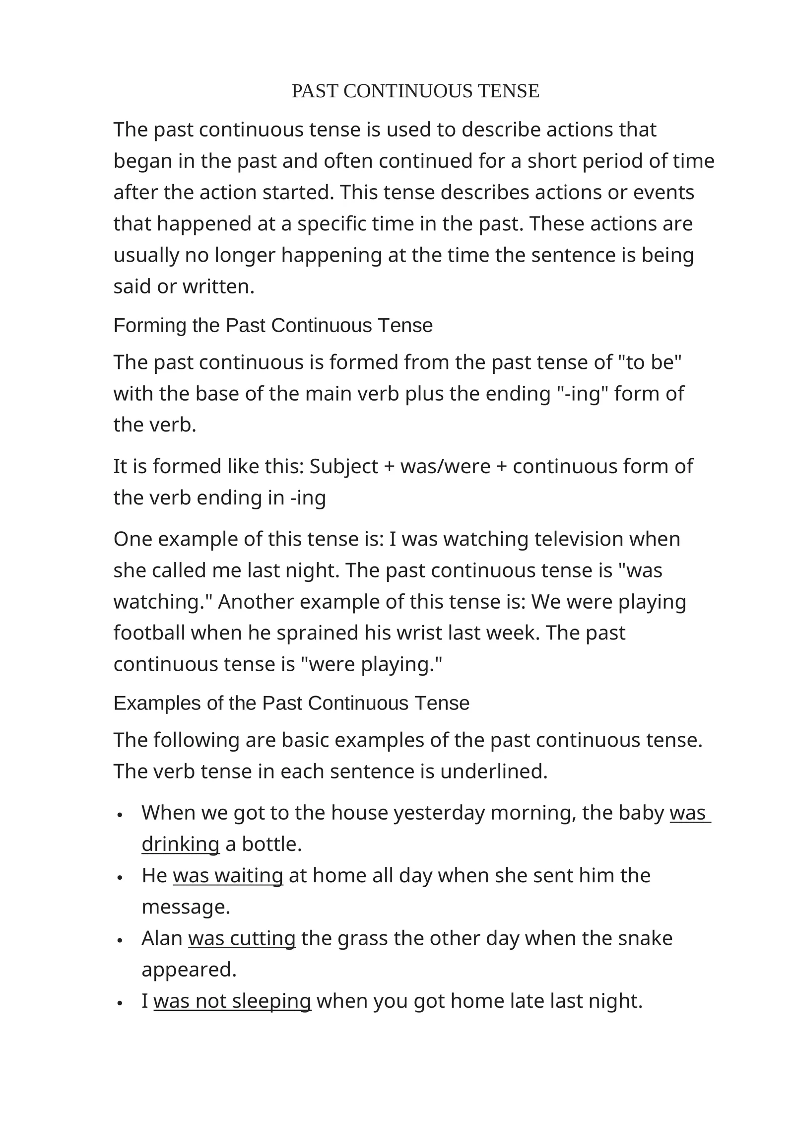PAST CONTINUOUS TENSE