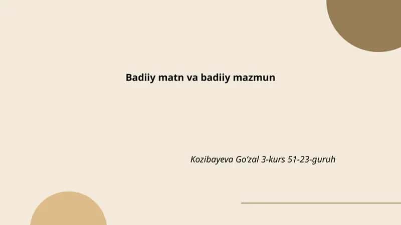 Badiiy matn va badiiy mazmun