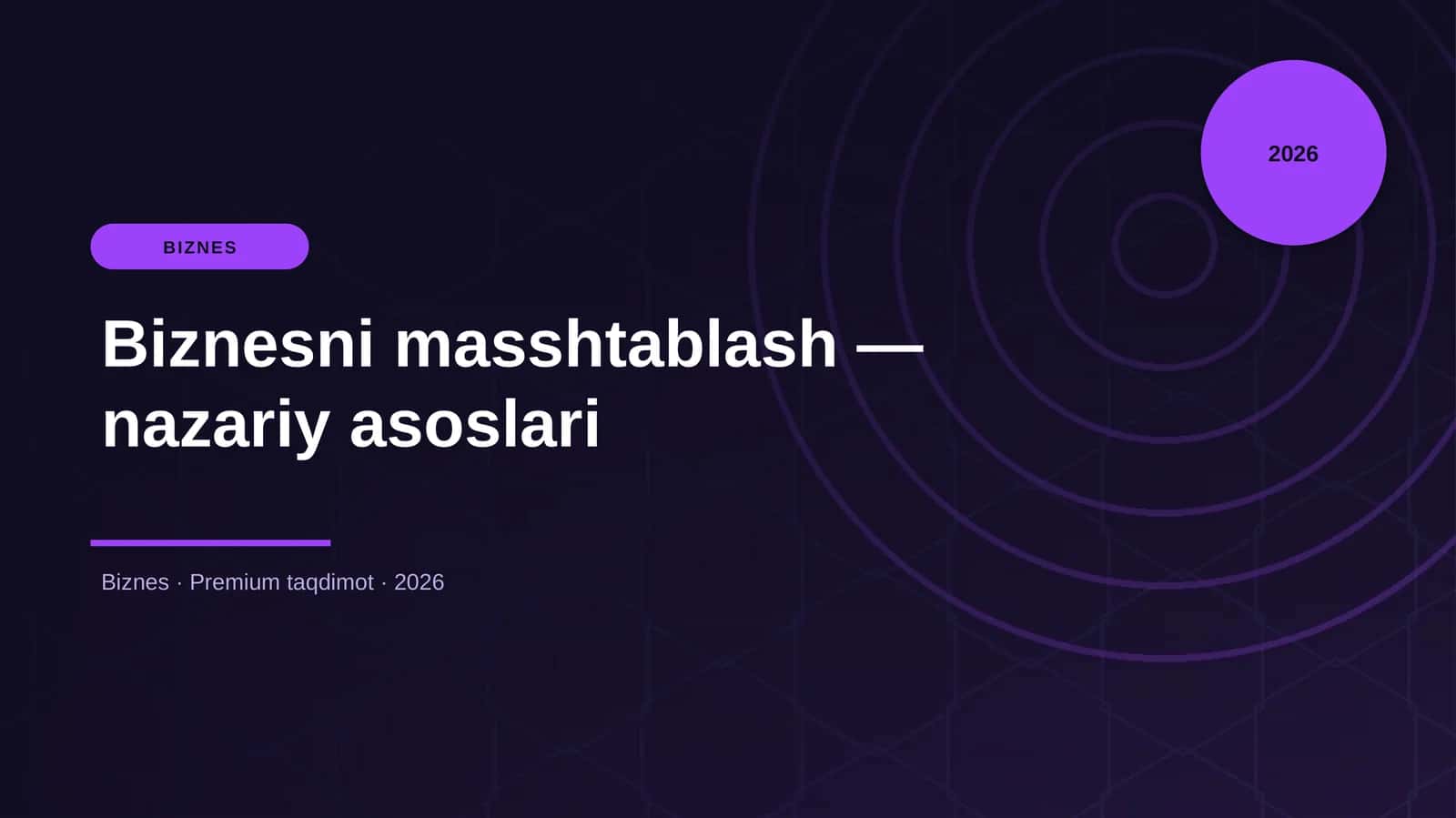 Biznesni masshtablash — nazariy asoslari