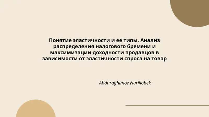 Анализ распределения налогового бремени и максимизации доходности продавцов