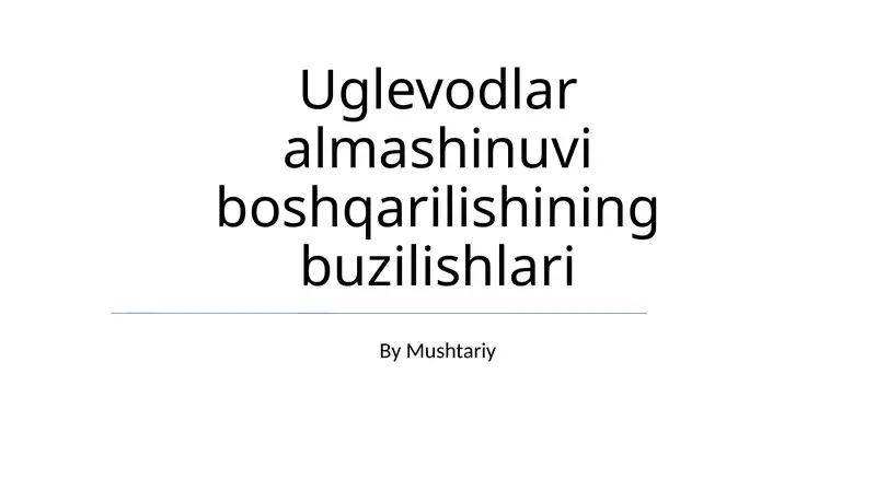Uglevodlar almashinuvi boshqarilishining buzilishlari