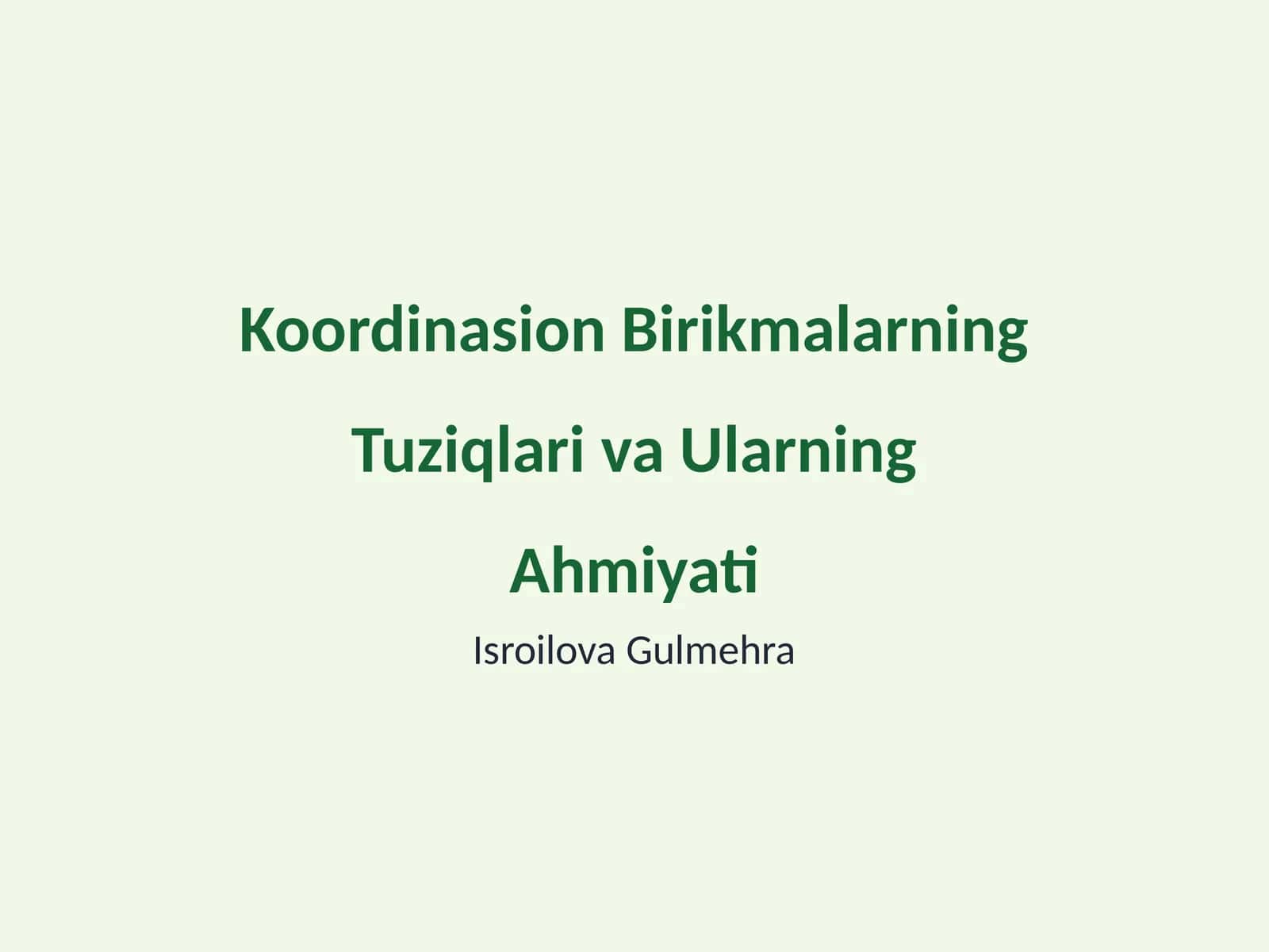 Koordinasion Birikmalarning Tuziqlari va Ularning Ahmiyati