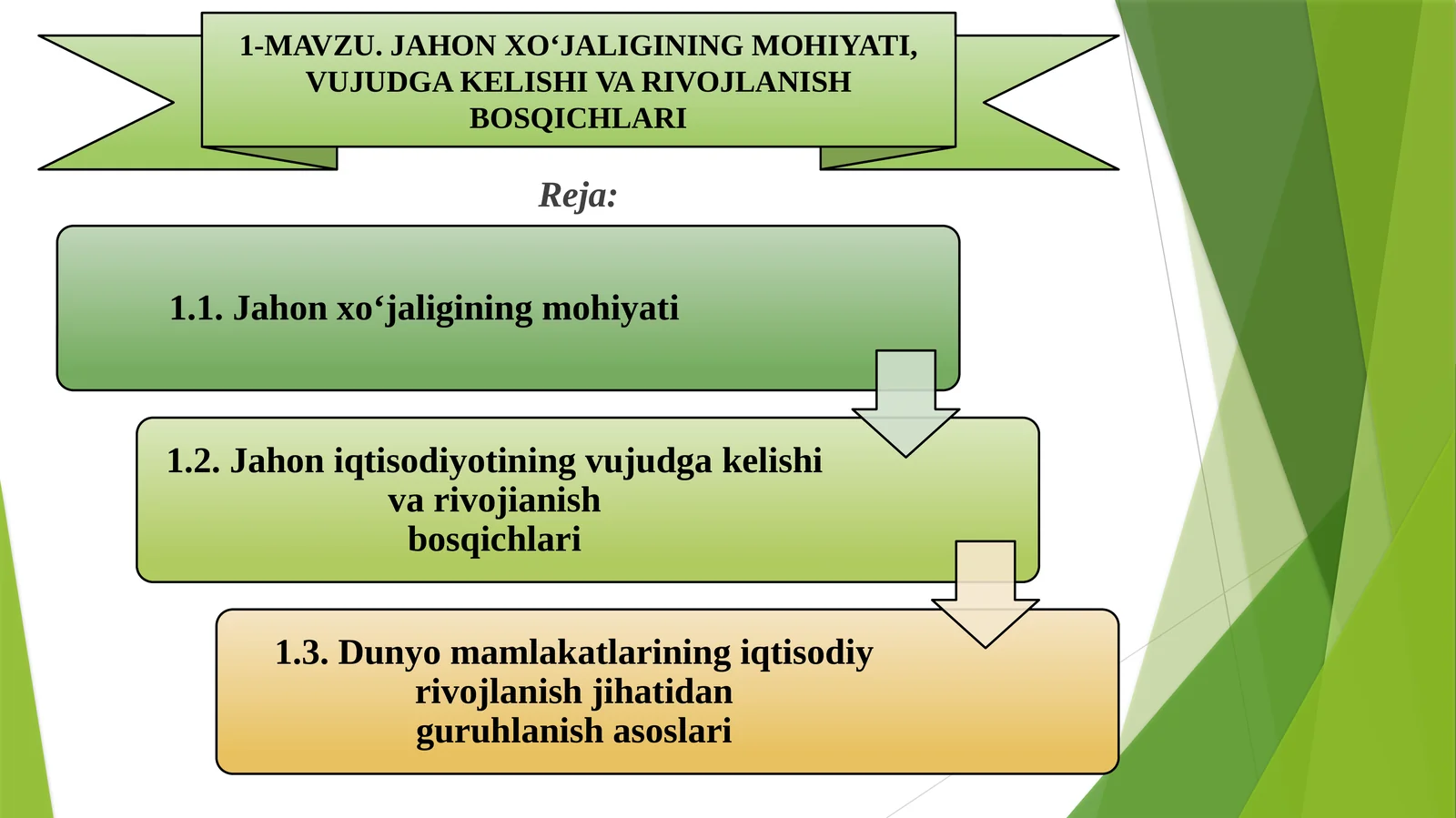 Jahon xo‘jaligining mohiyati, vujudga kelishi va rivojlanish bosqichlari