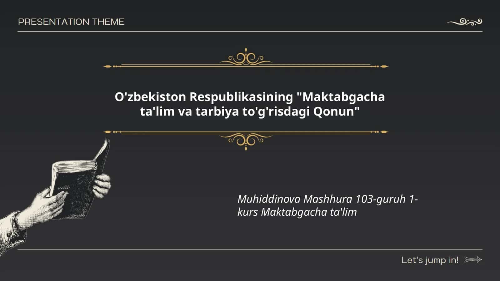 O'zbekiston Respublikasining "Maktabgacha ta'lim va tarbiya to'g'risdagi Qonun"