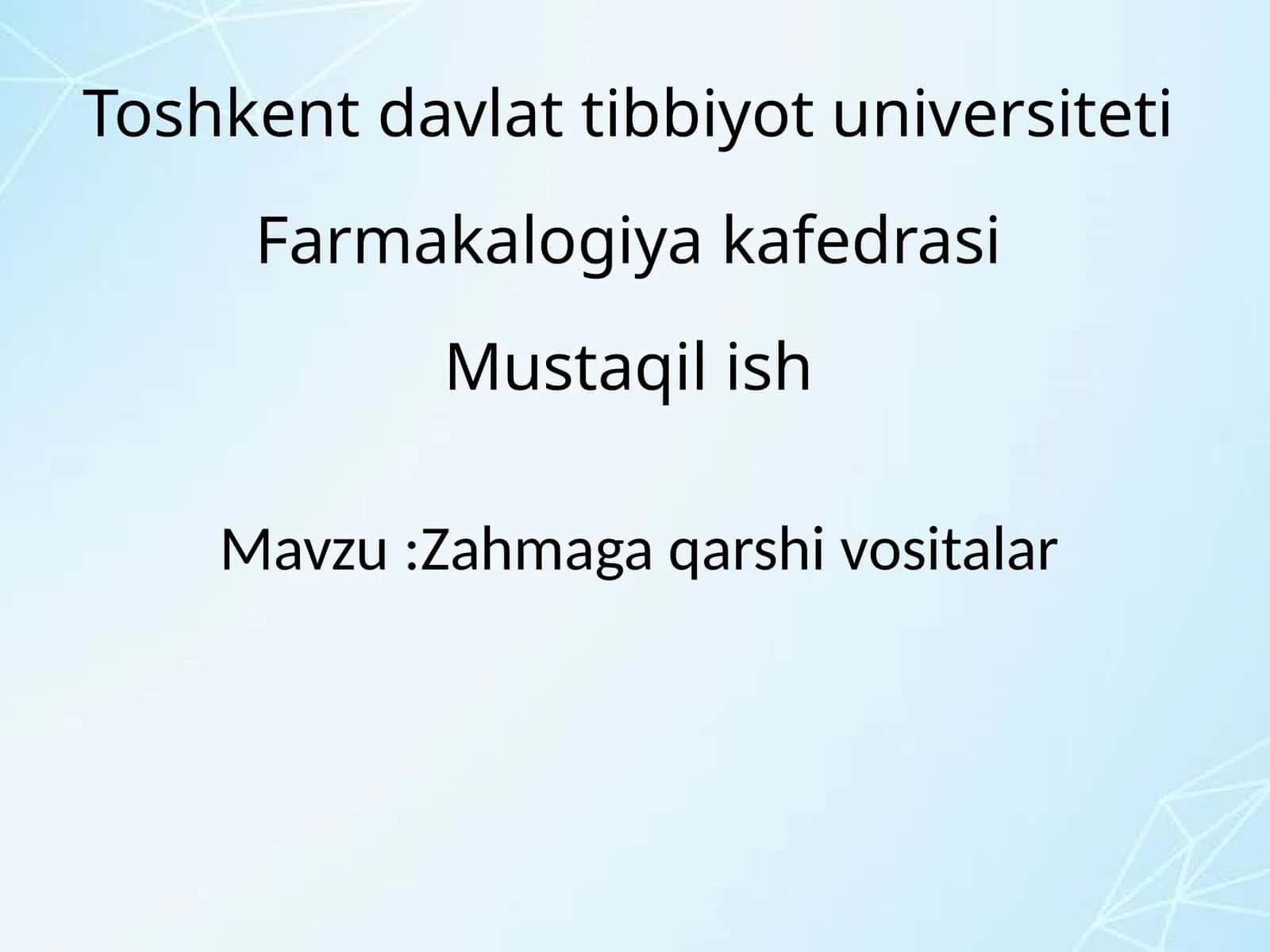 Zahm (Sifilis) ga qarshi vositalar