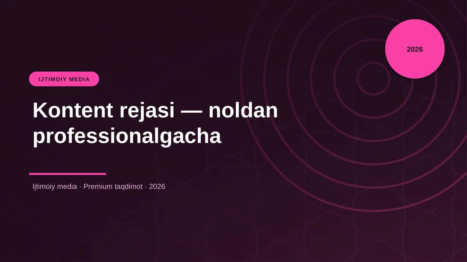Kontent rejasi — noldan professionalgacha