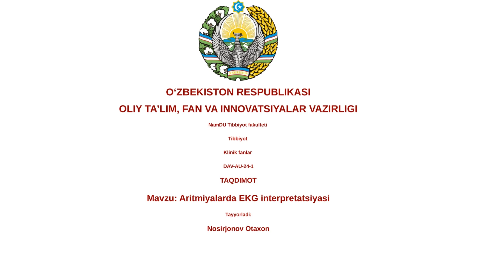 Aritmiyalarda EKG interpretatsiyasi
