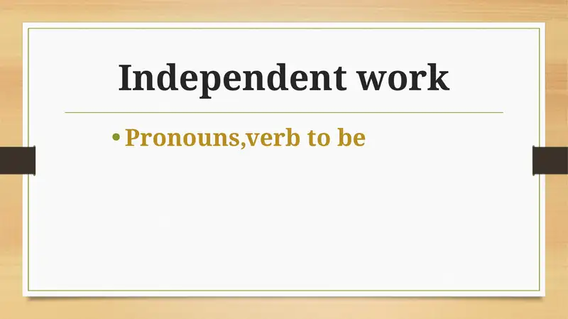 Pronouns, Verb to be