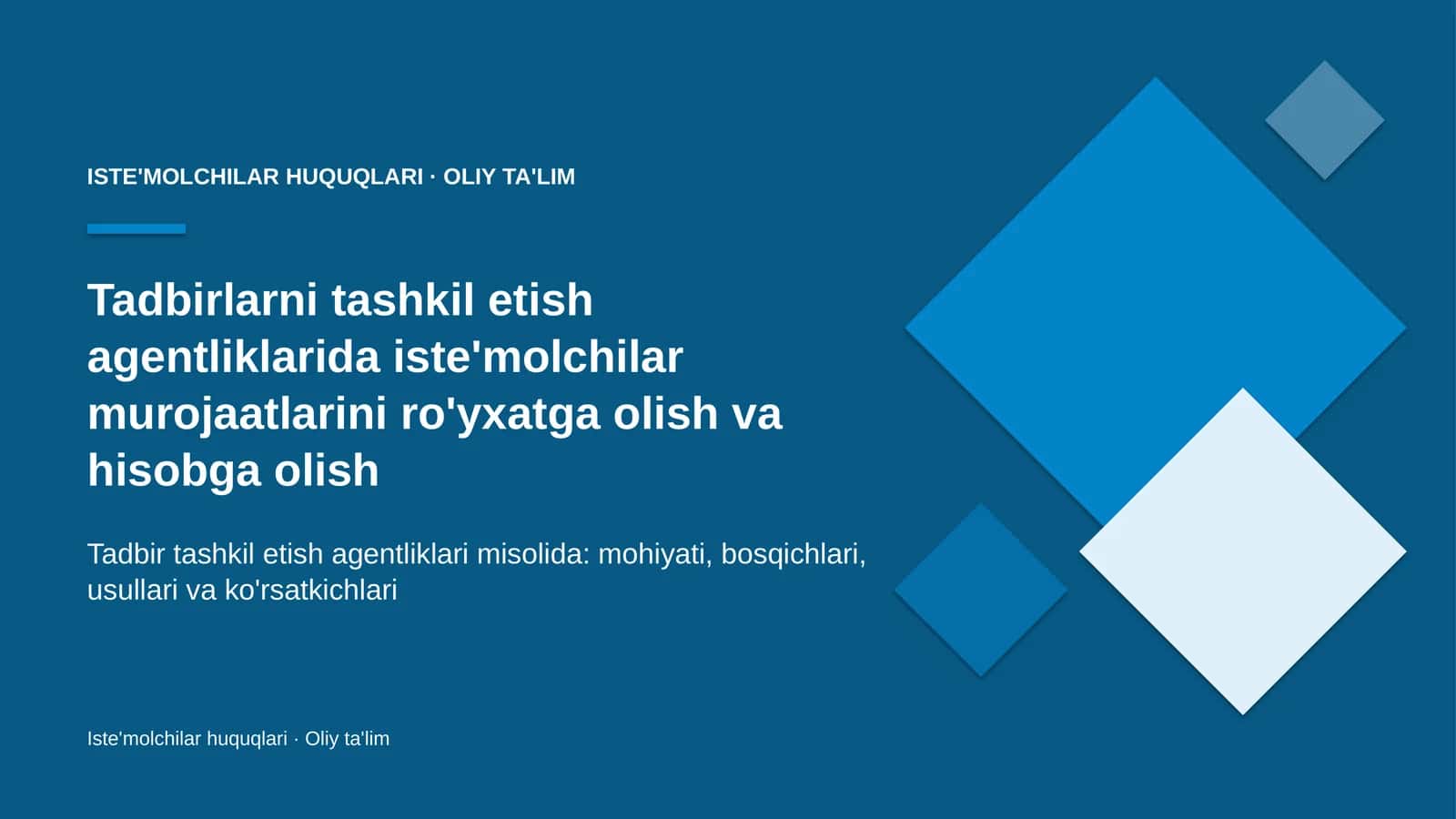 tadbirlarni tashkil etish agentliklarida iste'molchilar murojaatlarini ro'yxatga olish va hisobga olish 5273