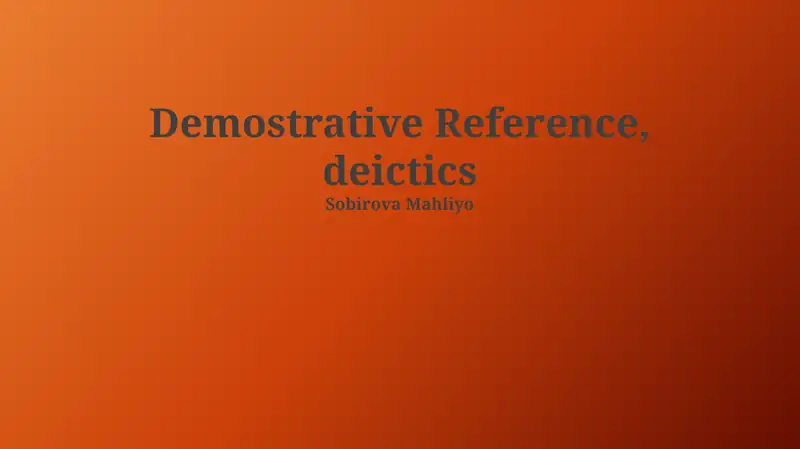 Types of Demonstrative Reference