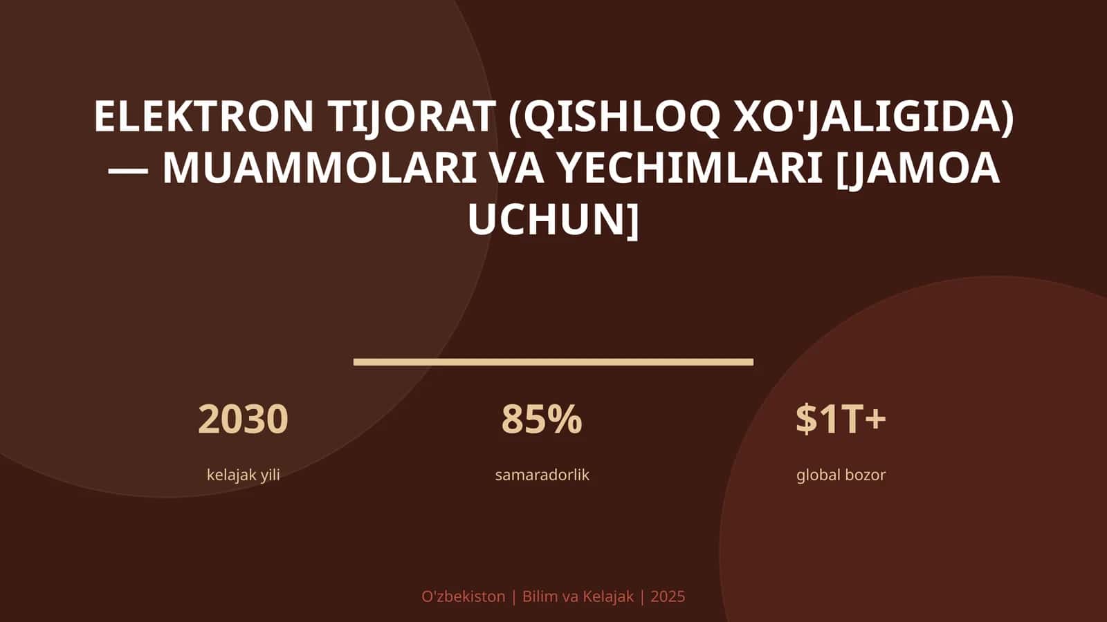 Elektron tijorat (qishloq xo'jaligida) — muammolari va yechimlari [jamoa uchun]