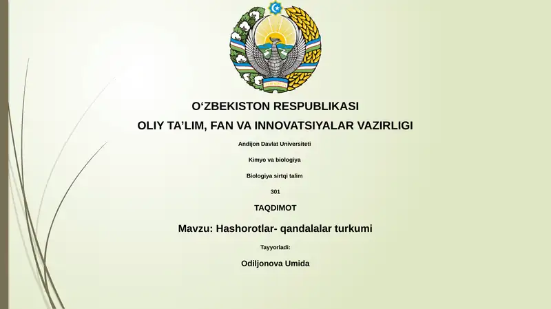 Hashorotlar- qandalalar turkumi