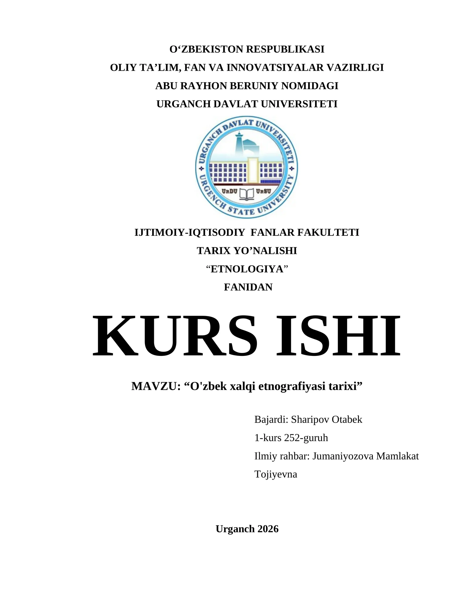 O'zbek xalqi etnografiyasi tarixi