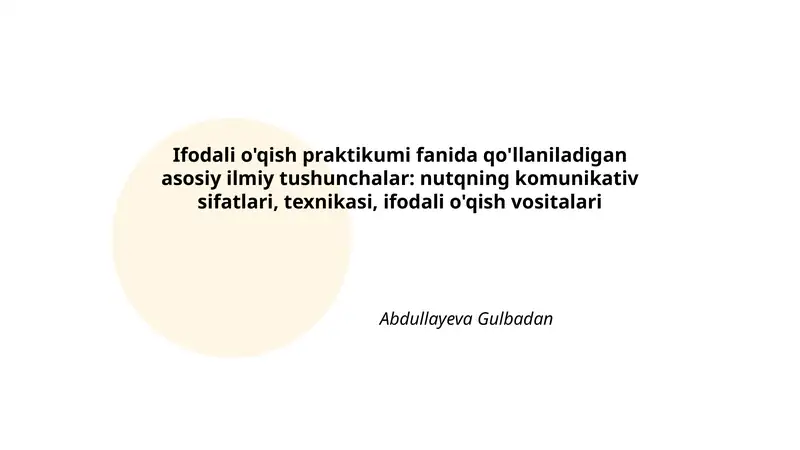 Ifodali o'qish praktikumi