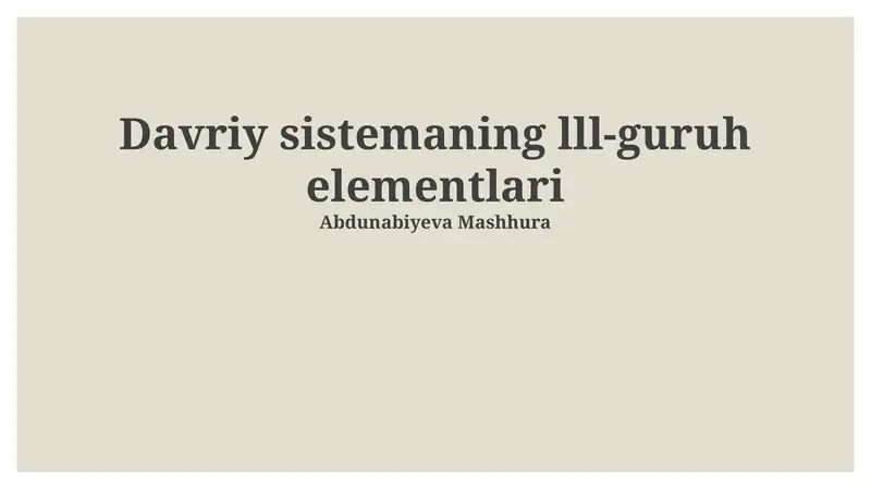 Davriy sistemaning III-guruh elementlari