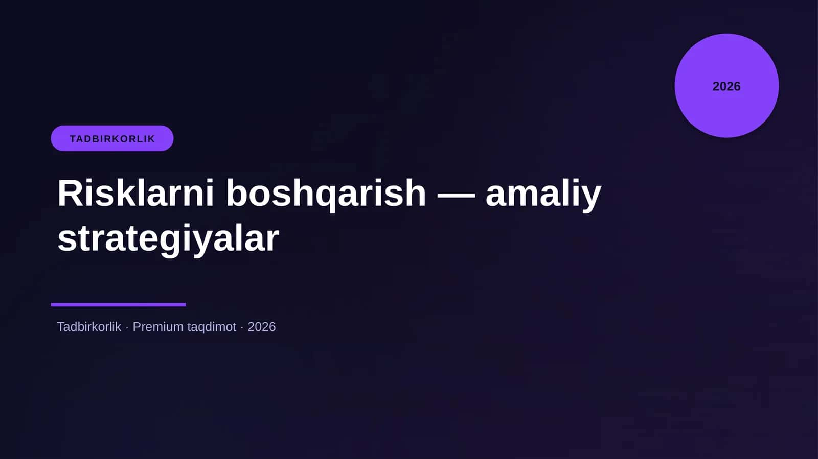 Risklarni boshqarish — amaliy strategiyalar