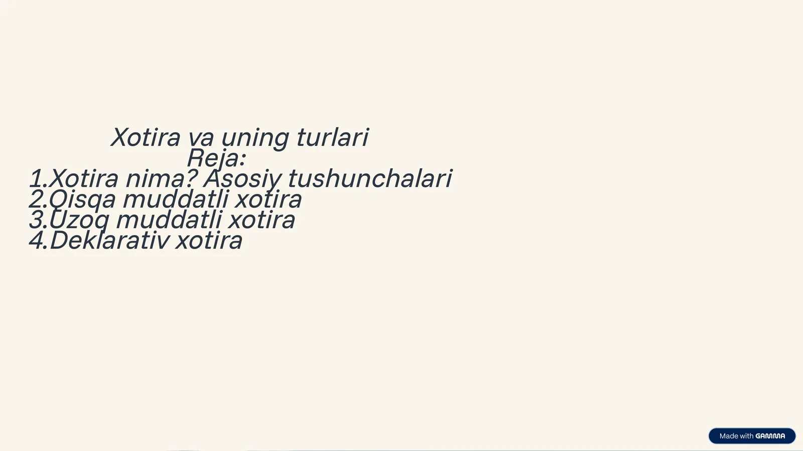 Xotira va uning turlari