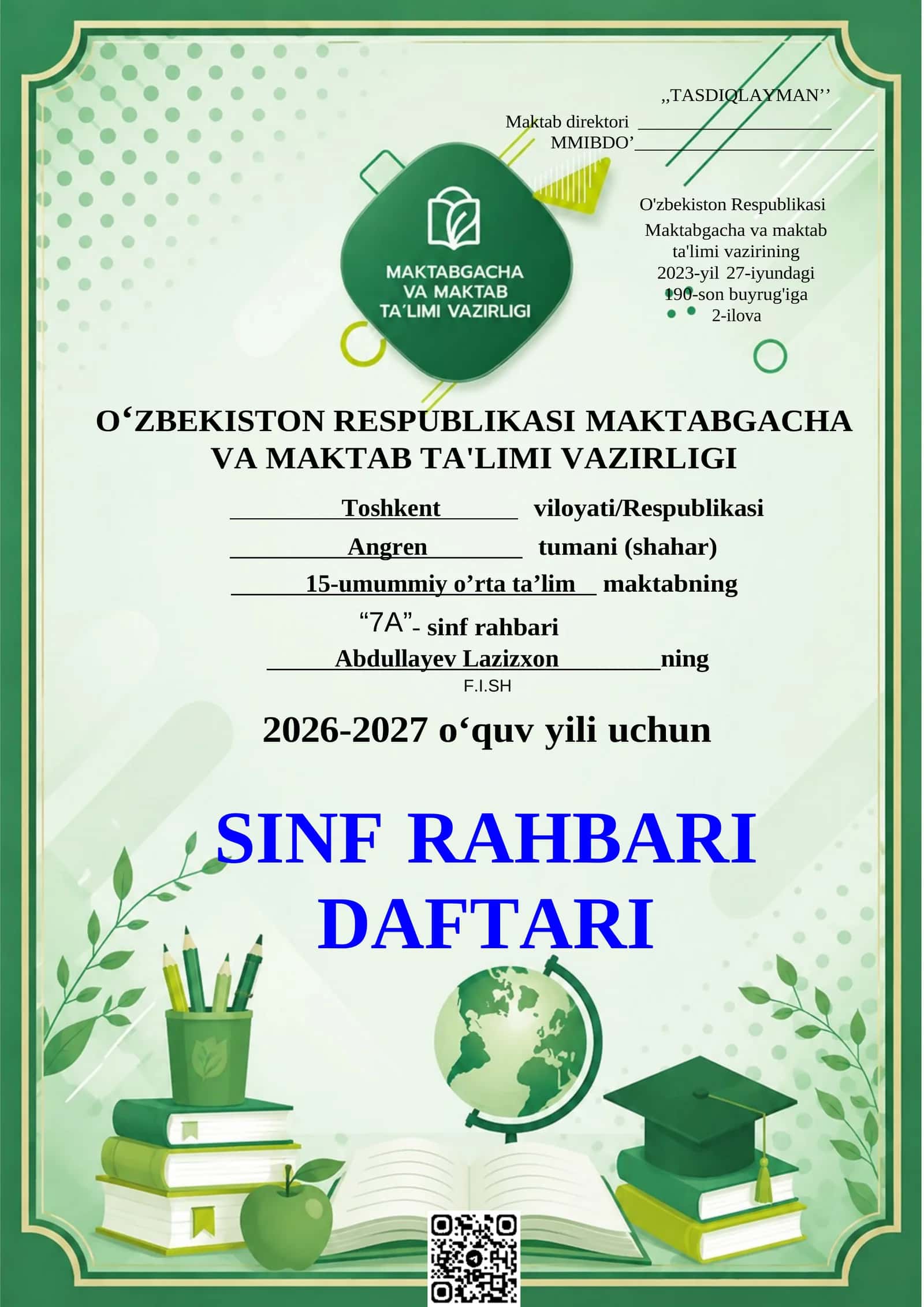 SINF O'QUVCHILARI HAQIDA UMUMIY MA'LUMOT